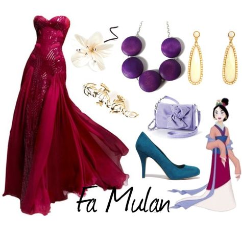 "A Girl Worth Fighting For" by k-strautz on Polyvore Mulan Disneybound, Masquerade Gowns, Video Clothes, Disney Prom, Disney Character Outfits, Disney Wear, Disney Clothing, Disney Princess Outfits, Disney Mulan