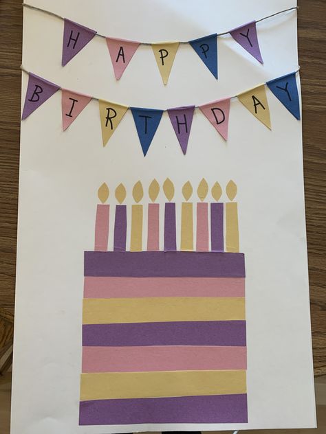 Made a giant Happy Birthday Card out of poster board and construction paper. Construction Paper Birthday Cards, Construction Paper Cards, Giant Birthday Card, Birthday Cale, Paper Birthday Cards, Card Making Kids, Camp Activities, Construction Paper Crafts, Husband Birthday Card