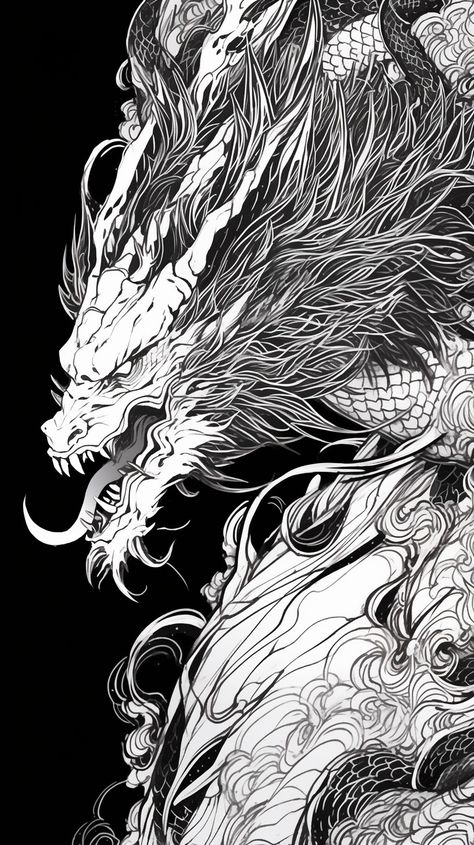 Creator: EvilMedu Dragon Black And White, Black And White Dragon, Dragon Wallpaper Iphone, Madara Wallpaper, Android Wallpaper Dark, Japanese Pop Art, Relief Printmaking, 4k Wallpaper For Mobile, Graphisches Design