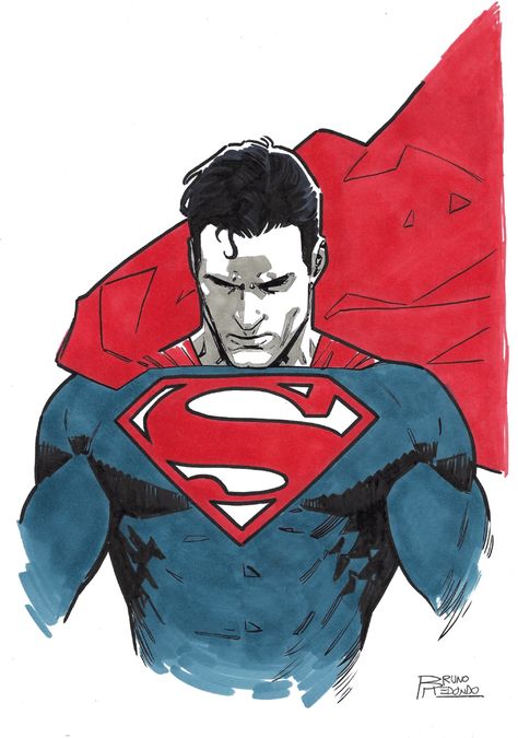 Super Man Comic Art, Bruno Redondo Art, Dc Comics Drawings, Dc Comics Art Drawings, Superman Poses, Superman Art Drawing, Superman Concept Art, Dc Comic Art, Superman Anime