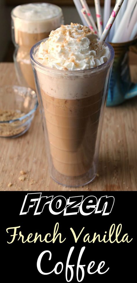 Frozen French Vanilla Coffee - Foody Schmoody Blog - This easy, make-at-home frozen coffeehouse drink is the perfect pick-me-up for a hot summer day.  #SweetenYourSummer #ad Frozen Coffee Drinks Recipes, Frozen Coffee Drinks, Frappe Recipe, French Vanilla Coffee, Iced Coffee Drinks, Easy Coffee Recipes, Frozen Coffee, Frozen Dessert Recipe, Drink Recipes Nonalcoholic