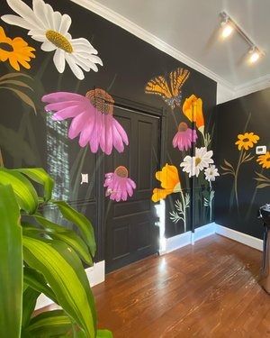 Floral Murals — Pretty Good Painters Floral Murals On Buildings, Painted Flower Mural, Floral Wall Mural Painting, Painted Floral Mural, Floral Mural Painting, Barn Mural, Flower Murals, Shop Mural, Floral Murals