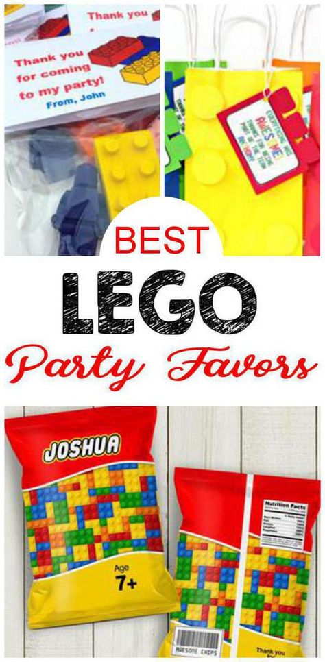 Party Favors! BEST Lego party favors that kids will love (for girls and for boys)! Amazing Lego party favor ideas that are easy, quick and simple. Goodie bags, DIY crafts, Party Favor Bags, Candy and more. Find the coolest and BEST party favor ideas now perfect for any birthday party! Lego Party Favor Ideas, Lego Party Favor, Lego Birthday Party Favors, Lego Party Bags, Lego Favors, Diy Kids Party Favors, Lego Birthday Invitations, Lego Party Favors, Diy Kids Party