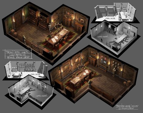 Concept Art Room, Medieval Room, Medieval Interior, Steampunk Interior, Pop Art Party, Interior Concept Art, Art Medieval, Interior Design Portfolio Layout, Castles Interior