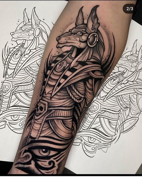 Anubis Rib Tattoo, Anubis Libra Tattoo, Egyptian Eye Symbol, Anubis Tattoo Design, Tattoo Anubis, Anubis Drawing, Pyramid Tattoo, Chest Tattoo Stencils, Album Design Layout