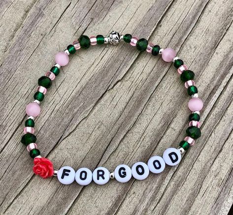 "For Good" Bracelet. Because Pink goes good with Green...and so many other reasons! Perfect for Broadway and NOW the upcoming Wicked Movie! Share and remember each moment! The perfect gift to compliment tickets to a show, a gift for a fan to enjoy, or a celebration of an upcoming performance by a friend in a show! So many reasons to Share, Sparkle and SHINE!  A portion of the proceeds from Broadway Bracelets sold by The Gift Shop by TCS will be donated to BROADWAY CARES!  "Broadway Cares/Equity Wicked Musical Bracelet, Wicked Friendship Bracelet, Wicked Bracelet Ideas, Wicked Bracelet, Wicked Outfit, For Good Wicked, Good Bracelet, Wicked Broadway, Wicked The Musical