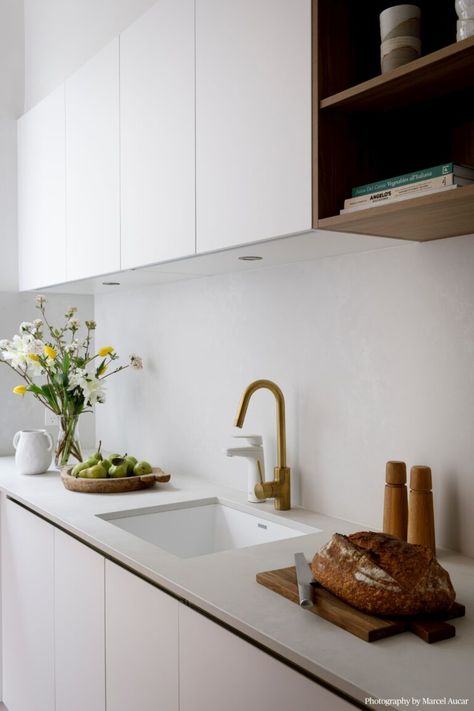 Cloudburst Concrete, Organic Kitchen Design, Benchtop Colours, Caesarstone Quartz, Brighton Houses, Style Pantry, Organic Kitchen, Oak Shelves, Timber Cladding