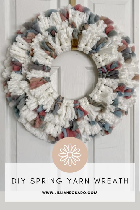 Looped Yarn Wreath, Ribbon Yarn Wreath, Braided Yarn Wreath, Yarn Wreaths Diy, Yarn Wreath Ideas, Yarn Wreath Diy, Tassel Wreath, Woven Wreath, Wire Wreaths