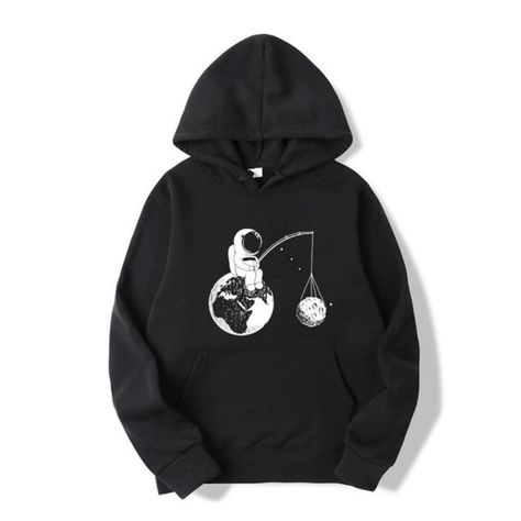 Astronaut Fishing Hoodie Mens Designer Hoodies, Cartoon Astronaut, Hip Hop Sweatshirts, Mens Hoodies, Round Neck Tops, Print Pullover, Hooded Sweater, Casual Hoodie, Hoodie Print