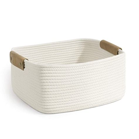 Amazon.com : CHICVITA Rectangle Cotton Rope Woven Basket with Handles for Books, Magazines, Toys - Decorative Rectangle Basket for Baby Nursery, Living Room, Bathroom : Baby Empty Gift Baskets, Rectangle Basket, Birthday Basket, Toddler Table, Garden Basket, Jute Basket, Basket With Handles, Rope Weave, Decorative Basket