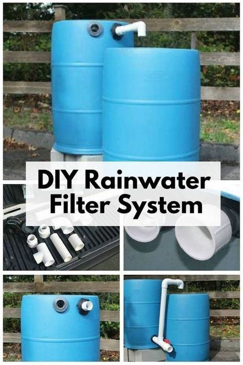 Create you own DIY Rainwater Filter System and filter the water of harmful pollutants. It is not recommended for drinking, but great for gardening and cleaning. Water Collection System, Mata Air, Water From Air, Rainwater Collection, Rainwater Harvesting System, Water Barrel, Rainwater Harvesting, Water Collection, Diy Water