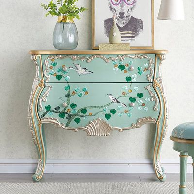 American painted bedroom two-bucket cabinet | WIKI BOARD 2 - Drawer Accent Chest in Green | Wayfair Painted Porch, Painted Bedroom, Living Room Retro, Vanity Makeover, Chabby Chic, Accent Chests And Cabinets, Decorative Cabinet, Accent Chest, Small Space Living Room