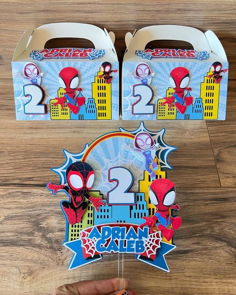 Spidey and his Amazing Friends 🕸️🕷️ Realizamos este kit de Cake topper y cajitas para el cumpleaños número 2 de Adrián Caleb. #spideyandhisamazingfriends #spideybirthdaytheme #spideybirthdayparty #spideypartyideas #spideypartyfavors Spidey And His Amazing Friends Birthday Decorations Ideas, Spidey And Amazing Friends Cake, Spider And His Amazing Friends Birthday, Spidey And His Amazing Friends Birthday Party, Spider Man Themed Birthday Party, Spidey And His Amazing Friends Birthday, Spidey And Amazing Friends, Spidey Birthday Party, Cake Topper Spiderman