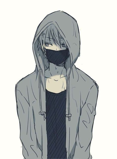 Anime Hoodie Drawing, Hoodie Drawing, Anime Hoodie, A Drawing, An Anime, A Mask, Anime Character, Mask, Anime