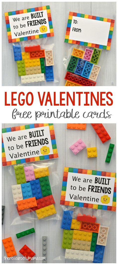 Lego Valentine, Saint Valentin Diy, Cadeau St Valentin, Kindergarten Valentines, Valentinstag Party, Diy Valentines Cards, Class Valentines, Valentine Gifts For Kids, Free Printable Cards