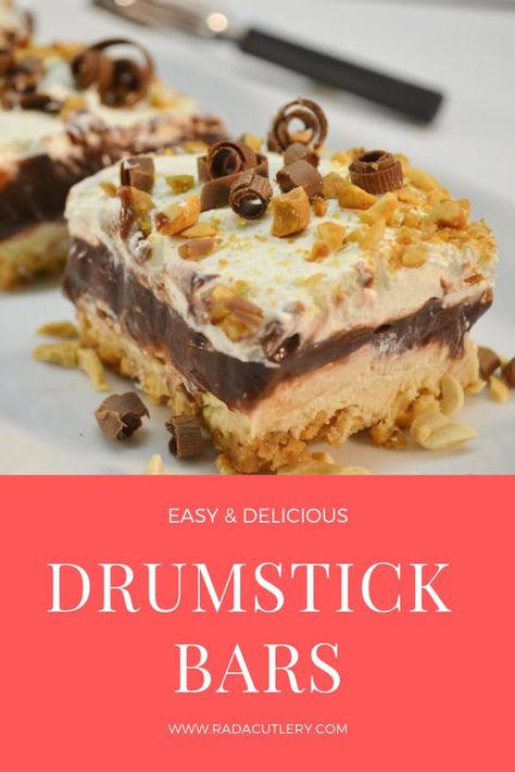 These #delicious #drumstick #icecreambars are the perfect #recipe for a hot #summer day! With #chocolate, #peanuts, and #icecream... you'll have everything you need to recreate this iconic #frozentreat. #yum #recipes #delish #icecreamdessert #drumstickcone #summertime #icecreamcake #yummy #sweettooth #snack Ice Cream Drumstick Dessert, Drumstick Torte Recipe, Drumstick Cake Recipe, Drumstick Dessert Recipe, Drumstick Squares, Drumstick Dessert, Drumstick Cake, Ice Cream Bar Recipe, Drumstick Ice Cream