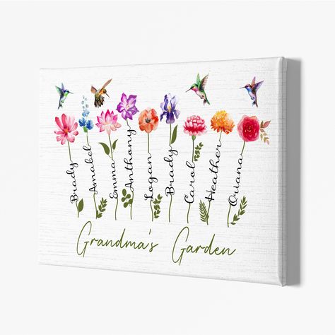 Cute Sister Painting Ideas, Sisters Are Different Flowers, Grandma Birthday Gifts, Birthday Canvas, Gifts Sister, Month Gemstones, Siblings Funny, 50th Birthday Gifts For Woman, Grandma's Garden