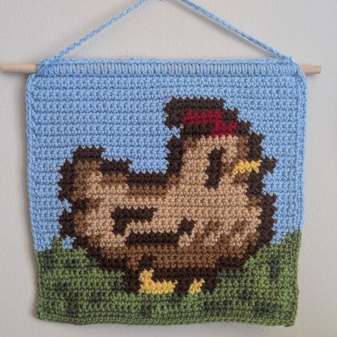 Just realized I never showed you guys this Stardew Valley chicken tapestry I made a while ago! Pattern by @jfoocreates 🩷 I have over 250 hours in Stardew Valley at this point lol. I recently started playing with mods for the first time! I'm playing Stardew Valley Expanded 🩷 #stardewvalleyfanart #stardewvalley #stardewvalleycrochet #crochettapestry #crochetwallhanging #crochetchicken #cubiecrochet Crochet Stardew Valley Pattern, Chicken Alpha Pattern, Stardew Valley Chicken Crochet, Stardew Valley Crochet Pattern, Crochet Stardew Valley, Stardew Valley Crochet, Stardew Valley Expanded, Stardew Valley Chicken, Stardew Valley Fanart