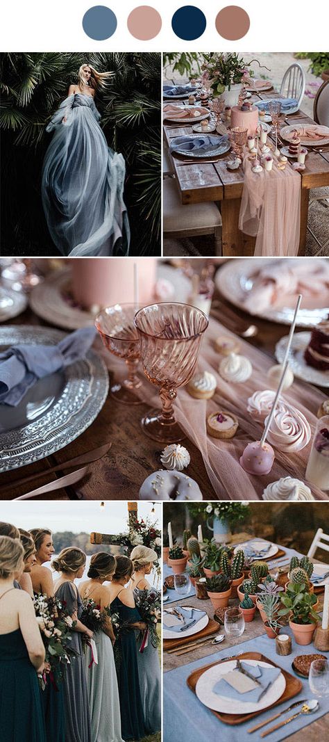 Dusty Blue dusty rose Teal color combination for wedding ideas inspirations Color Combination For Wedding, Wedding Palette Spring, Palette Winter, Dusty Rose Wedding Colors, Palette Spring, Wedding Color Schemes Blue, Palette Summer, Blue Winter Wedding, Dusty Pink Weddings