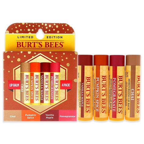 Chapstick Brand, Burt's Bees Pomegranate, Burts Bees Lip Balm, Burts Bees Lip, Stocking Stuffers For Her, Pumpkin Chai, Soften Lips, Best Lip Balm, Lip Balm Set