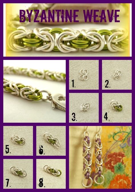 Byzantine Weave Weave Jewelry, Chain Maille Patterns, Chainmail Patterns, Chainmaille Tutorial, Jump Ring Jewelry, Chainmaille Jewelry, Bracelets Chain, Byzantine Chain, Chainmail Jewelry