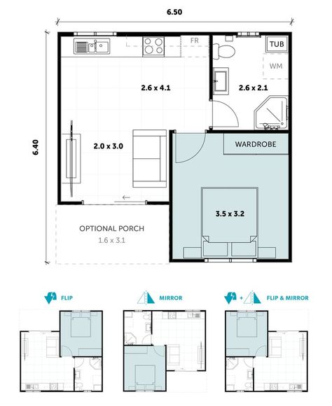 Granny Suite, Brick Rendering, Rv Port, Granny Flat Plans, Multigenerational House Plans, Multigenerational House, Flat Plan, Granny House, Flat Layout