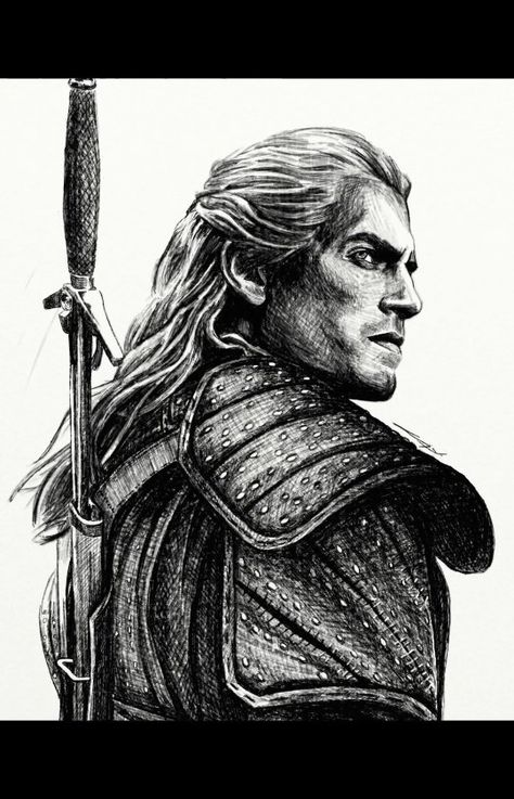 Witcher Drawing, Geralt Of Rivia Drawing, The Witcher Sketch, The Witcher Drawings, Ciri Witcher, Kinkade Paintings, The Witcher Geralt, Witcher Art, Art Drawings Sketches Pencil