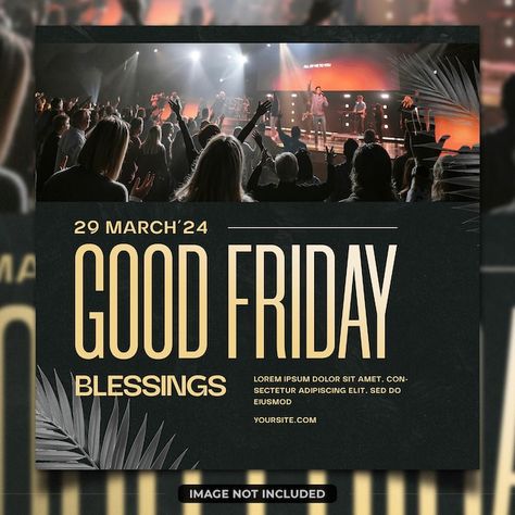 Good friday poster flyer design | Premium Psd #Freepik #psd #palm #church #holiday #religion Good Friday Graphic Design, Friday Graphic Design, Good Friday Design, Good Friday Poster, Friday Graphic, Social Media Branding Design, Media Branding, Church Poster Design, Church Poster