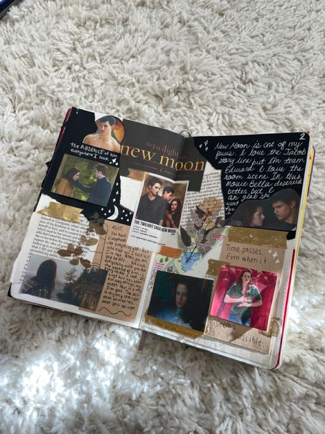 Tvd Journal, Netflix Journal, Twilight Journal, Bullet Journal Entries, Moon Film, Harry Potter Scrapbook, Twilight Moon, Film Journal, Journal Inspiration Writing