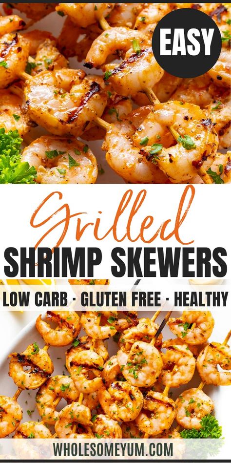 Grilled Shrimp Skewers Recipe Garlic Shrimp Skewers, Grilled Shrimp Seasoning, Grilled Shrimp Marinade, Grill Shrimp, Easy Grilled Shrimp Recipes, Seafood Tacos, Shrimp Kabob Recipes, Best Marinade, Shrimp Skewer Recipes