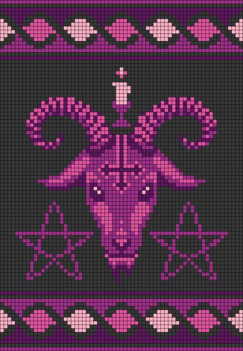 Alpha pattern #118196 | BraceletBook Goth Grid Patterns, Baphomet Cross Stitch, Unicorn Alpha Pattern, Alpha Patterns Tarot, Quote Alpha Pattern, Pixel Art Crochet Blankets, Alpha Pattern Tapestry, Alpha Pattern Halloween, Tarot Pixel Art