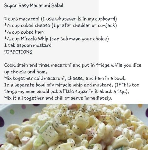 Boat Snacks, Easy Macaroni Salad, Ayurvedic Healing, Miracle Whip, Cheese Cubes, Macaroni Salad, Side Recipes, Diy Food, Diy Food Recipes