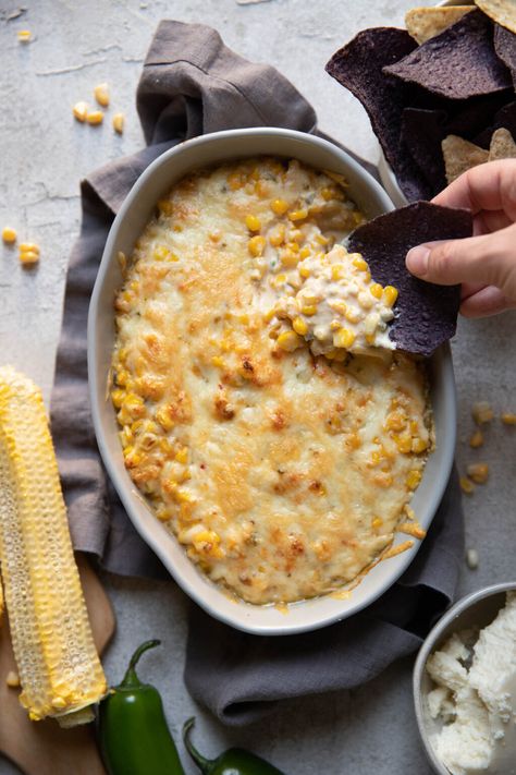 Baked Elote Dip, Hot Mexican Street Corn Dip, Hot Mexican Street Corn, Mexican Party Appetizers, Corn Elote Recipe, Cob Dip, Elote Dip Recipe, Elote Dip, Mexican Elote