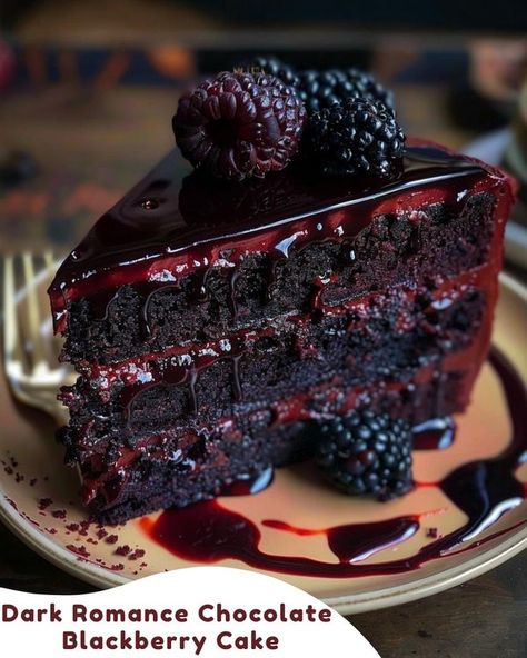 Chocolate Blackberry Cake, Blackberry Cake, Baked Dessert Recipes, Let Them Eat Cake, No Bake Desserts, Eat Cake, Blackberry, Dark Chocolate, Tart