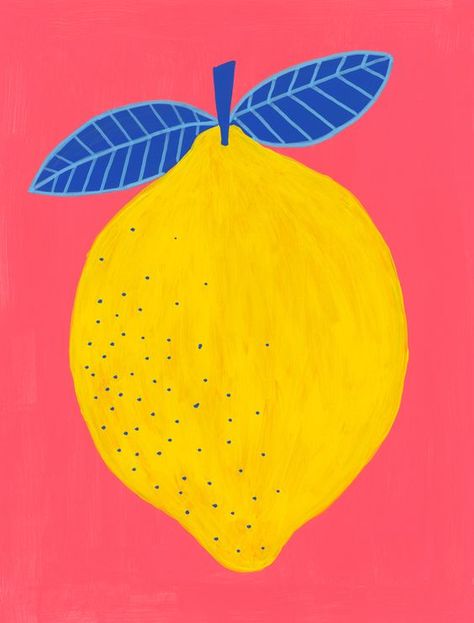 Lemon Wall Art, Lemon Art, Artfully Walls, Colorful Illustration, Fruit Illustration, Diy Canvas, Painting Inspiration, Diy Art, Art Journal