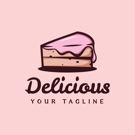 Delicious Strawberry Cake, Cake Illustration, Cake Logo, Cake Slice, Strawberry Jam, Logo Illustration, Strawberry Cake, Yummy Cakes, Vector Logo