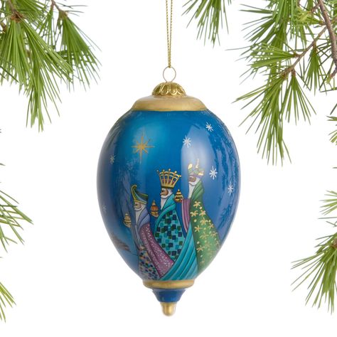 Li Bien Three Kings Classic 2024 Glass Teardrop Ornament - World Market We Three Kings, Christmas Collectibles, Three Kings, Hand Painting, Glass Christmas Ornaments, World Market, Gorgeous Gift, Glass Ornaments, Blue Glass