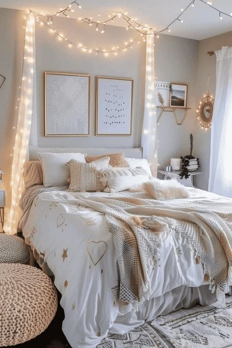 Dream Room Ideas Aesthetic, Bedroom Ideas For 13 Year Girl, Girls White Bedroom Ideas, Cute Boho Bedroom Ideas, Cute Teen Bedrooms For Girls, Girl Bedroom Ideas Teen, Teen Rooms Girls Ideas, Teenager Room Ideas Girl, Room Ideas For Teens Girls Bedrooms