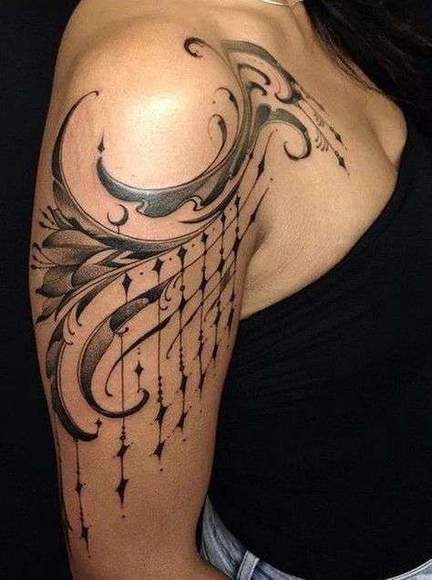 Shoulder Arm Tattoo for Women Old Crow Tattoo, Tato Maori, Polynesian Tattoos, Tattoo Zeichnungen, Shoulder Arm Tattoos, Pieces Tattoo, Shoulder Tattoos, Shoulder Tattoos For Women, Arm Tattoos For Women