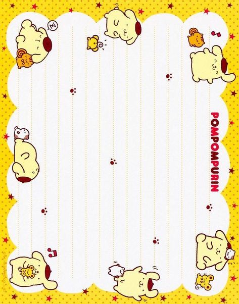 Sanrio Purin Memo (2014) Sanrio Purin, Kawaii Printables, Memo Template, Memo Pad Design, Hello Kitty Printables, Note Writing Paper, Writing Paper Printable, Memo Notepad, Memo Paper