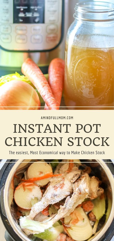 Instant Pot Chicken Broth, Instant Pot Chicken Stock, Instant Pot Bone Broth, Make Chicken Stock, Chicken Stock Recipe, Ip Recipes, Chicken Bone Broth, Stock Recipes, Vegetable Scraps