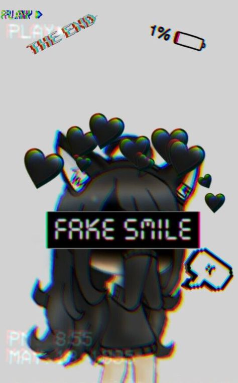 Me Wallpaper, Fake Smile, Gacha Life, Black