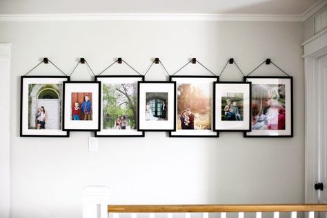 One Room Challenge Week 6 - The Foyer / Staircase / Loft FINAL REVEAL - Hilltown House Photo Hanging Ideas, Black Gallery Wall, Staircase Loft, Hanging Gallery Wall, Hanging Pictures On The Wall, Loft Staircase, Wooden Hooks, Photo Hanging, Foyer Staircase