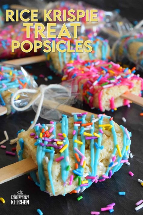 Summer Bake Sale Treats, Diy Rice Krispie Treats, Bake Sale Desserts, Cute Treats, Bake Sale Treats, Birthday Snacks, Krispie Treats Recipe, Birthday Party Treats, Ice Cream Pops