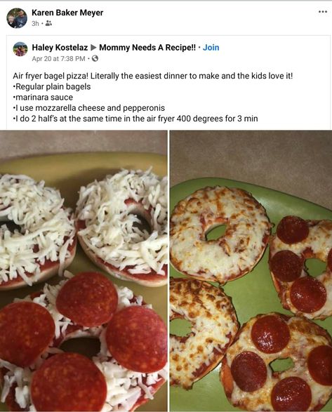 Pizza Bagel, Air Fryer Pizza, Recipes Instant Pot, Pizza Bagels, Food Babe, Food Chicken, Baked Chicken Thighs, Yummy Comfort Food, Air Fryer Recipes Easy