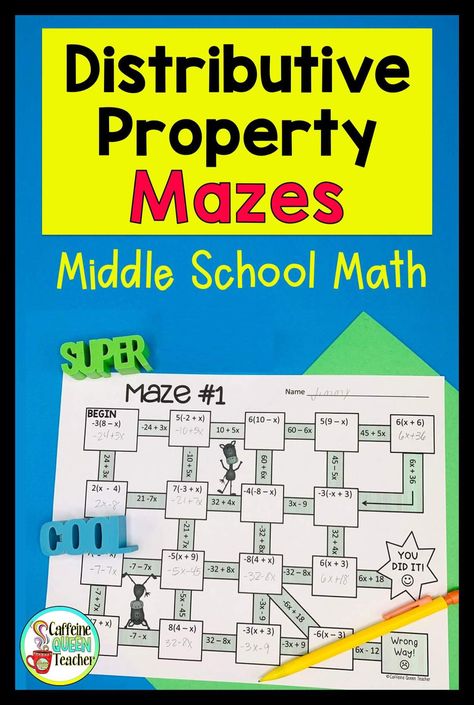 Distributive Property Activity, Math Club Activities, Algebraic Expressions Activities, Substitute Teacher Lesson Plans, Positive And Negative Integers, Equivalent Expressions, Negative Integers, Club Activities, Math Enrichment