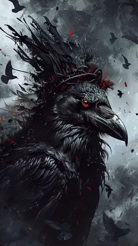 Norse Sleeve, Arte Dark, Character Moodboard, Crows Drawing, Raven Tattoo, Crow Art, Raven Art, Crows Ravens, Demon Art