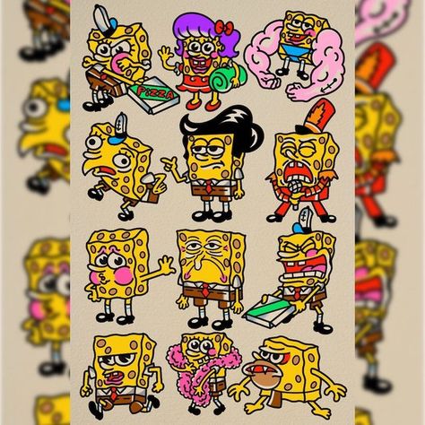 Ryan McDonald on Instagram: "Which SpongeBob are you? Taking walk ins all day this Monday for our first ever SpongeBob flash day @deadaheadtattoo ! Most designs $150-200" Spongebob Tattoo, Tattoo Design Book, Tattoo Outline, American Traditional Tattoo, August 11, Flash Art, American Traditional, Tattoo Stencils, Color Tattoo