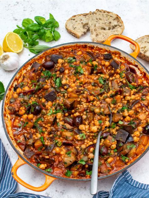 Eggplant Couscous Recipe, Pearl Couscous Recipes, Summer Mediterranean, Aubergine Recipe, Couscous Recipe, Pearl Couscous, Cooking Mama, Eggplant Dishes, Nut Free Recipes