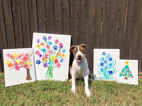 Art With Dog Paws, Paw Painting Dog Art, Paw Print Art Diy, Dog Painting Ideas, Dog Art Diy, Dog Paw Art, Dog Paw Print Art, Paw Print Crafts, Paw Crafts